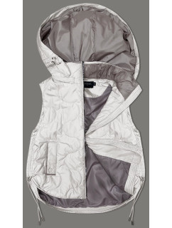 Dámska krátka vesta v ecru farbe s odnímateľnou kapucňou BH Forever (BH-2414)