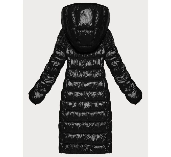 Čierna lesklá prešívaná bunda Libland (LD-7778)