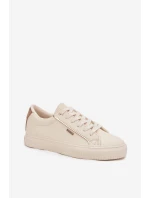 Damskie Sneakersy Z Eko Skóry Big Star SS274027 Beżowo-Złote