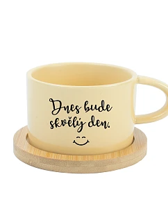 TODAY WILL BE A GREAT DAY - žltý pohár na makrónky 200 ml