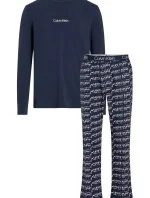 Pánske pyžamo L/S PANT SET 000NM2184E GVB tm. modré - Calvin Klein