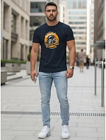 Pánske tričko s potlačou tmavomodré FashionStreet NX5095R