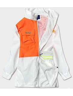 Bielo/oranžová dámska bunda vetrovka (AG3-010)