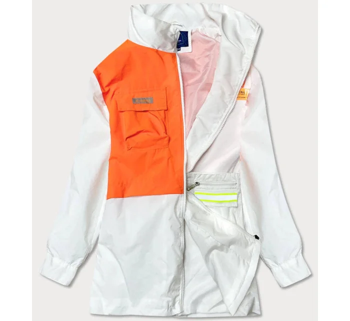 Bielo/oranžová dámska bunda vetrovka (AG3-010)