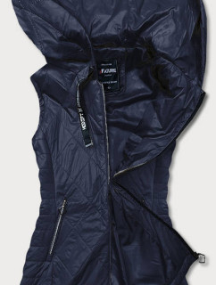 Ľahká tmavo modrá dámska vesta s kapucňou (RQW-7006)