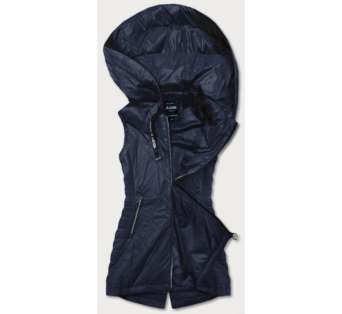 Ľahká tmavo modrá dámska vesta s kapucňou (RQW-7006)