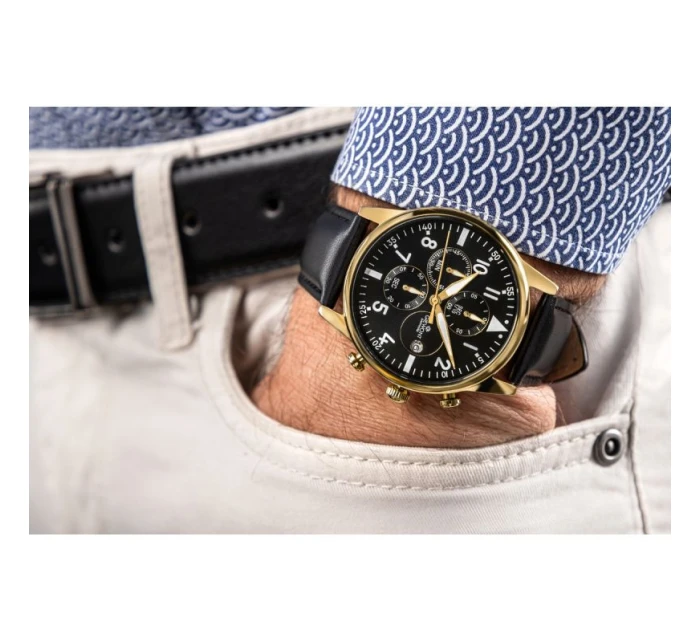 Pánské hodinky Chronograph Sapphire Black and Gold model 21807527 - Giewont Pánské hodinky Chronograph Sapphire Black and Gold model 21807527 - Giewont