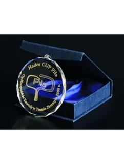 Gravírovaná sklenená medaila s puzdrom