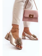 Skórzane Sandały Z Ozdobą Laura Messi 2719 Złote