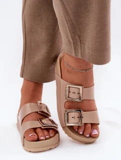 Dámské Pantofle Hladké  Béžové model 21695892 - Zaxy