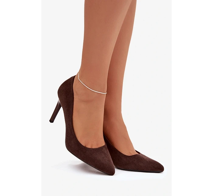 Eko semišové lodičky model 21821736 čokoládové - SERGIO LEONE