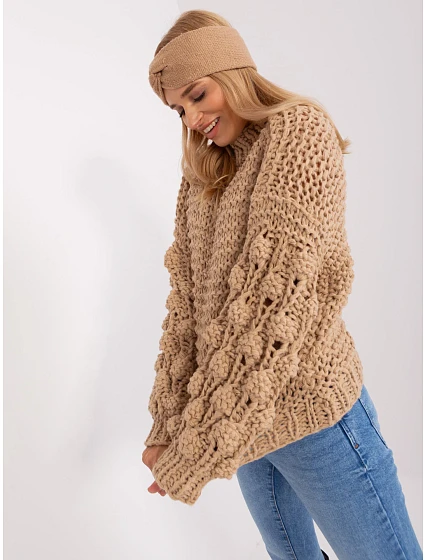 Sweter AT SW model 18900684 beżowy - FPrice Sweter AT SW model 18900684 beżowy - FPrice
