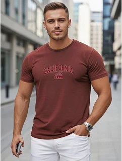 Pánske bavlnené tričko s potlačou „California“ v bordovej farbe, FashionStreet NX5140R