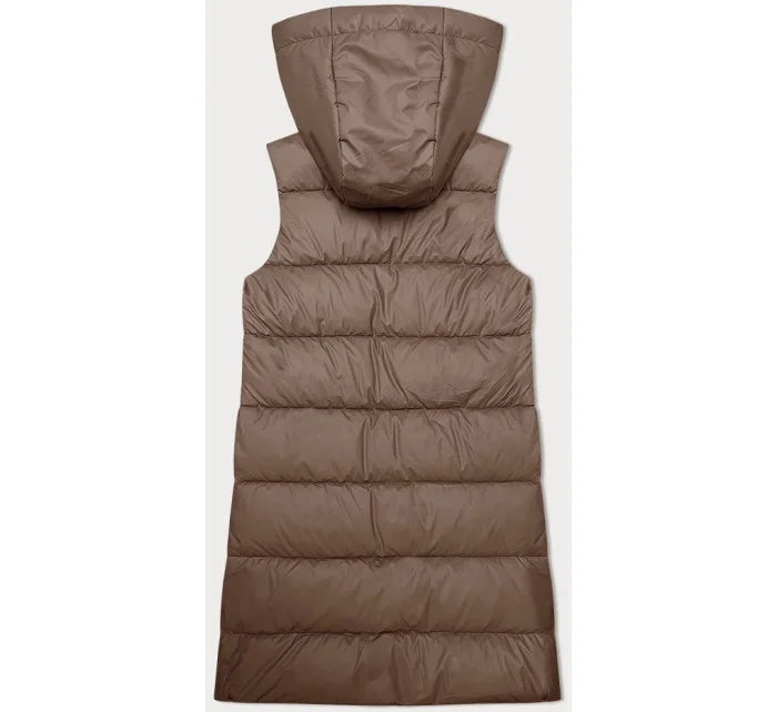 Tmavě béžová prošívaná péřová dámská vesta model 19456801 - S'WEST Tmavě béžová prošívaná péřová dámská vesta model 19456801 - S'WEST