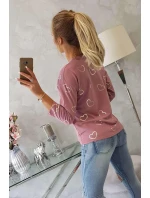 Halenka s potiskem srdce tmavě růžová Halenka s potiskem srdce tmavě růžová