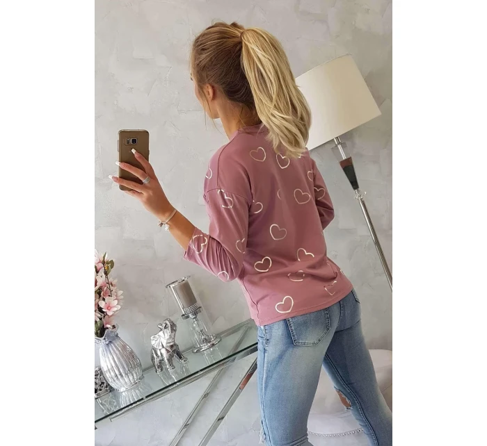 Halenka s potiskem srdce tmavě růžová Halenka s potiskem srdce tmavě růžová