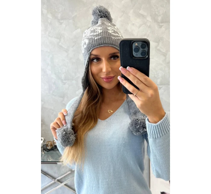 Dámská klapka na uši tmavě šedá model 20536191 - K-Fashion Dámská klapka na uši tmavě šedá model 20536191 - K-Fashion