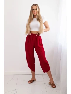 Nohavice so širokými nohavicami a vreckami bordová