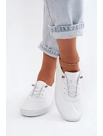 Kožené dámské polobotky model 22149776 Bílé - Artiker