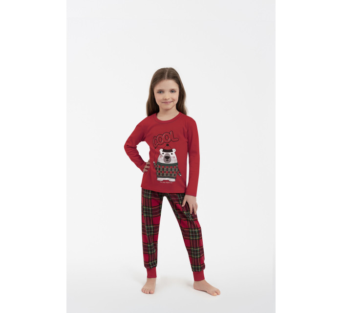Detské pyžamo Tess, dlhé rukávy, dlhé nohavice - červená/potlač