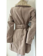 Dámsky béžový kabát na gombíky Eva - Italian Mode