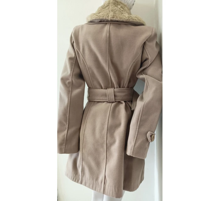 Dámsky béžový kabát na gombíky Eva - Italian Mode
