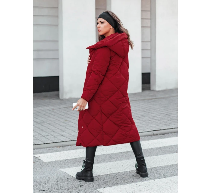 Dámská prošívaná zimní bunda s kapucí vínová Dstreet model 21994693 - FashionStreet