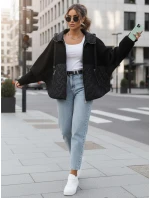 Dámska prechodná bunda oversize s kapucňou čierna FashionStreet TY5594