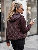Dámska prešívaná prechodná bunda s kapucňou, bordová, FashionStreet TY6094 Dámska prešívaná prechodná bunda s kapucňou, bordová, FashionStreet TY6094