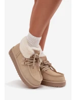 Śniegowce Damskie Z Naturalnego Zamszu D.Franklin DFSH375006 Jasnobeżowe