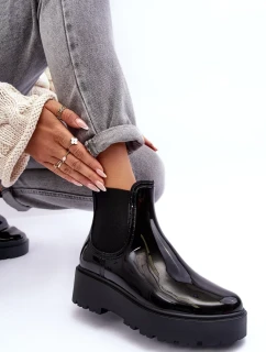 Lakované kozačky na platformě Big Star Černá