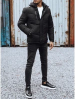 Pánska zimná bunda s odnímateľnou kapucňou čierna FashionStreet TX4833 Pánska zimná bunda s odnímateľnou kapucňou čierna FashionStreet TX4833