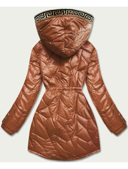 Dámská bunda v karamelové barvě s ozdobným prošíváním model 17556102 - S'WEST Dámská bunda v karamelové barvě s ozdobným prošíváním model 17556102 - S'WEST