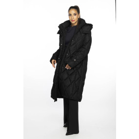 Čierna dlhá prešívaná zimná bunda s kapucňou Ann Gissy (AG9-9001)