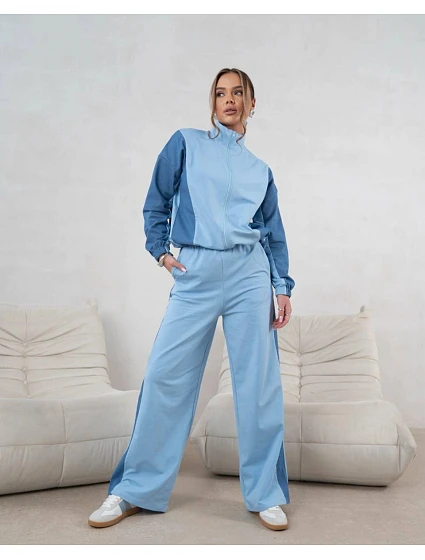 Tepláková souprava mikina na zip + široké kalhoty modrá model 22049168 - Moon