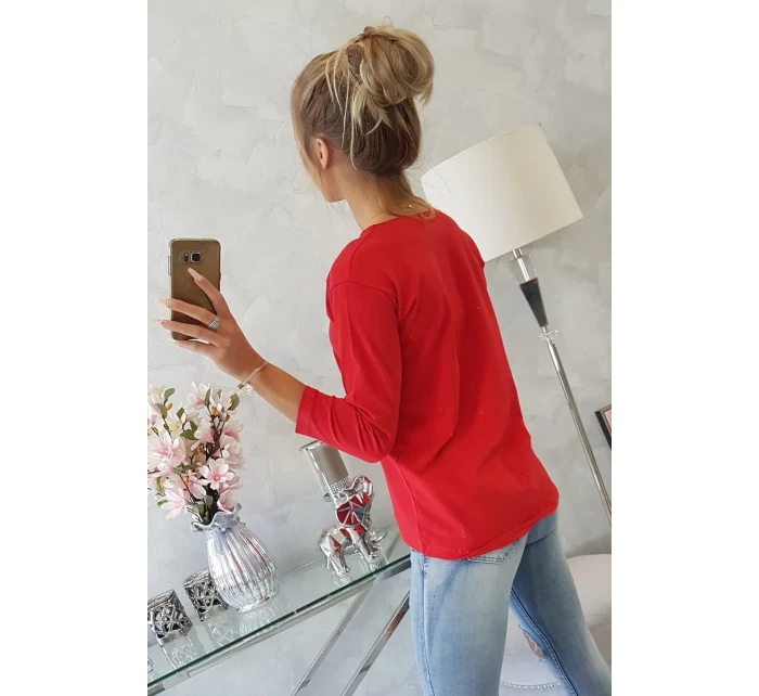 Halenka s potiskem model 18744208 červená - K-Fashion