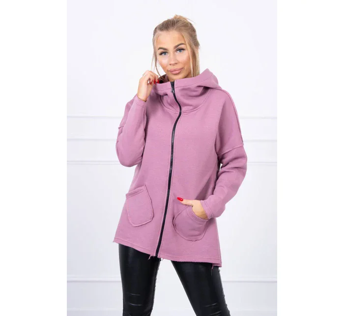 Zateplená mikina s prodlouženými zády a kapsami tmavě růžová Zateplená mikina s prodlouženými zády a kapsami tmavě růžová