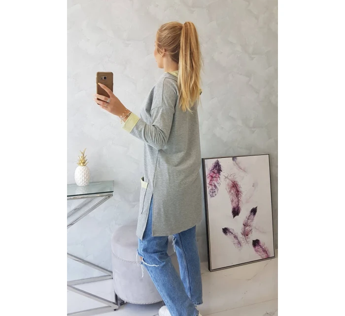 Dvojfarebná bunda s kapucňou žltá+sivá Dvojfarebná bunda s kapucňou žltá+sivá