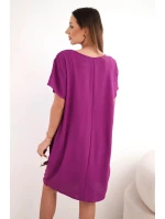 Šaty s vreckami a príveskom tmavo fialové Šaty s vreckami a príveskom tmavo fialové