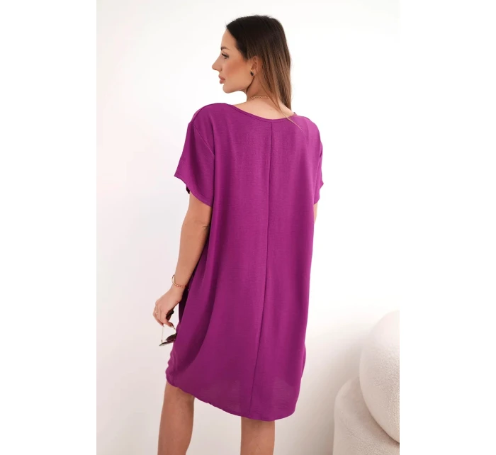 Šaty s vreckami a príveskom tmavo fialové Šaty s vreckami a príveskom tmavo fialové