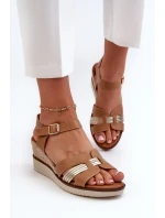 Dámské sandály na klínku s hnědé model 21658024 - EVENTO
