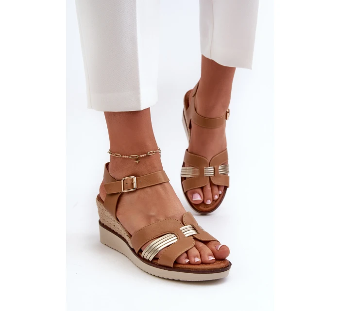Dámské sandály na klínku s hnědé model 21658024 - EVENTO