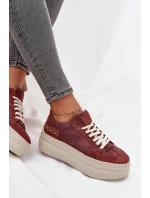 Zamszowe Sneakersy Na Masywnej Platformie Zazoo N1270S3 Fioletowe