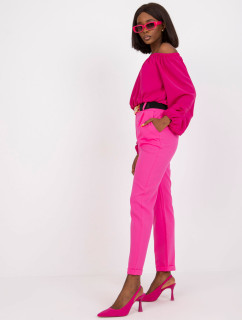Fluo ružové nohavice s rovnými nohavicami z materiálu s vysokým pásom od značky Seville