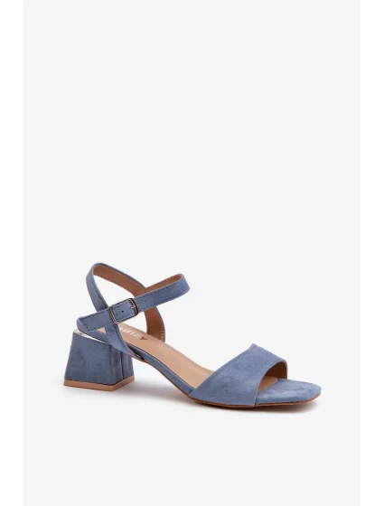 Dámske sandále na eko semišovom bloku, modré Leisha Dámske sandále na eko semišovom bloku, modré Leisha