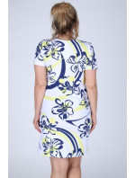 Dámske šaty aj pre plnoštíhle s kvetinovým vzorom modro-žlté - Žltá - Efect