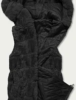 Čierna kožušinová vesta s kapucňou (B8059-1)