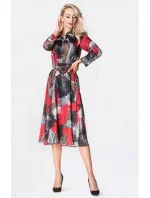 Čierno-červené košeľové šaty do polovice lýtok Ann Gissy (XY202113(5))