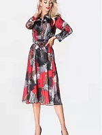 Ann Gissy čierno-červené košeľové šaty do polovice lýtok (XY202113(5))