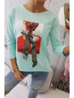 Pozoruhodná mätová blúzka s 3D grafikou